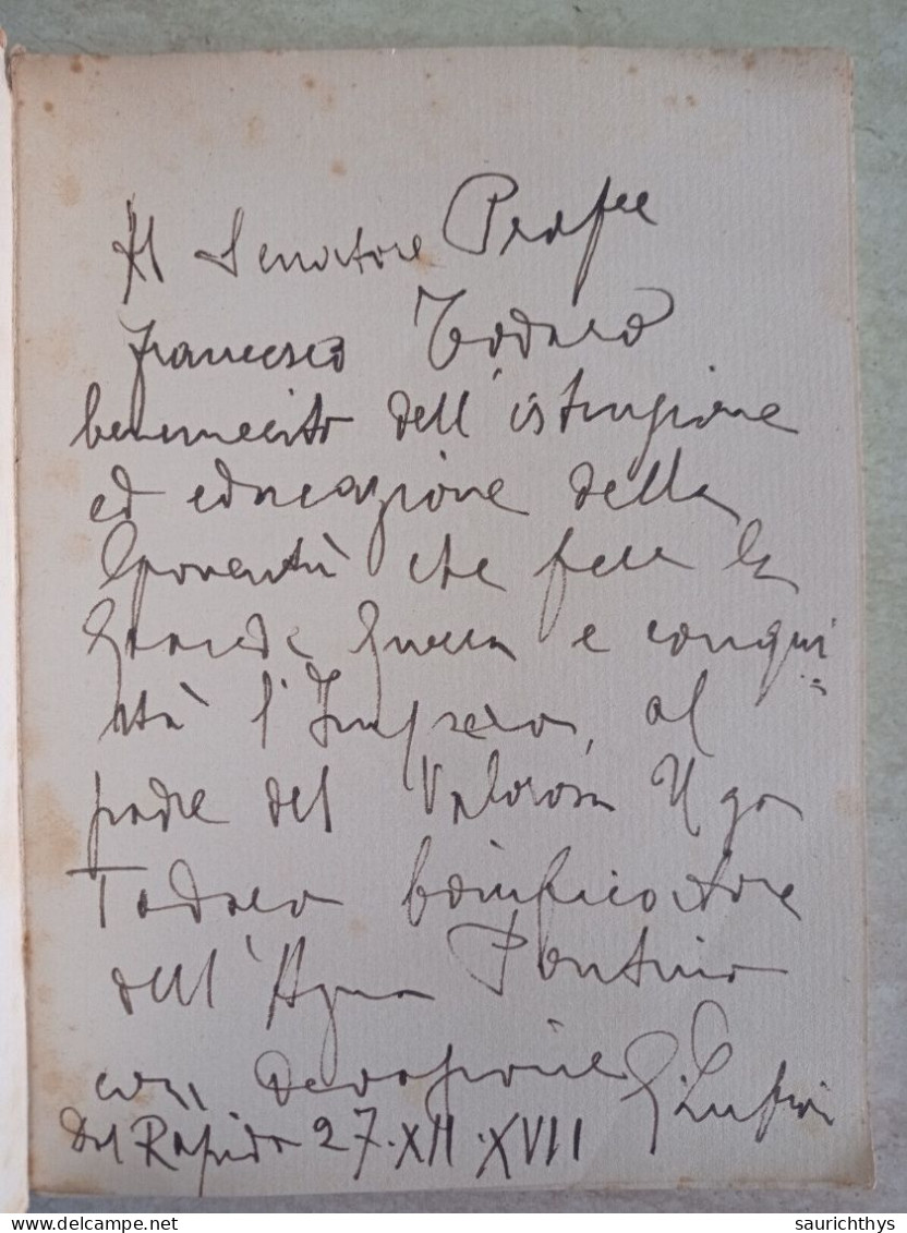 Dramma L'Italia Che Emigra Con Autografo Giacomo Lufrani Dedica Al Senatore Francesco Todaro 1938 - Nouvelles, Contes