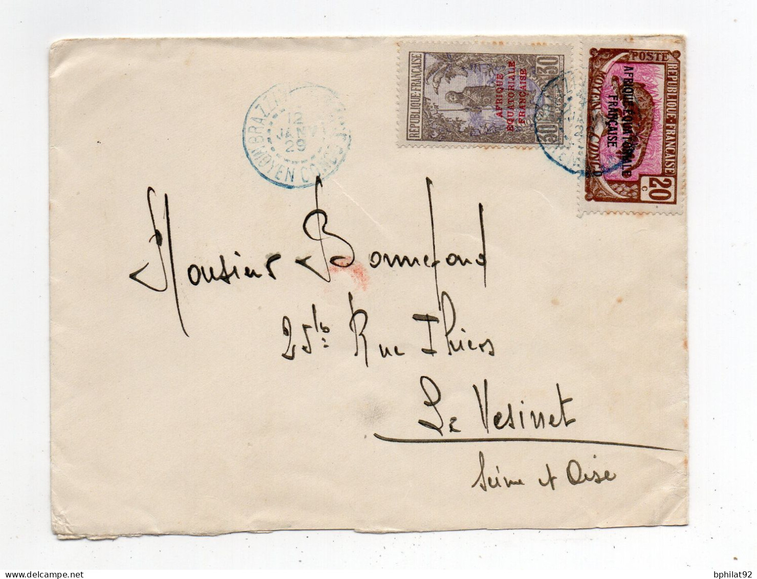 !!! CONGO, LETTRE DE BRAZZAVILLE DE 1926 POUR LE VESINET - Covers & Documents