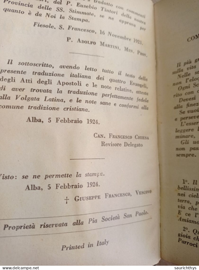 Ricordo Agli Sposi Il Santo Vangelo Di N.S. Gesù Cristo E Gli Atti Degli Apostoli Preghiere Del Cristiano 1924 - Religión