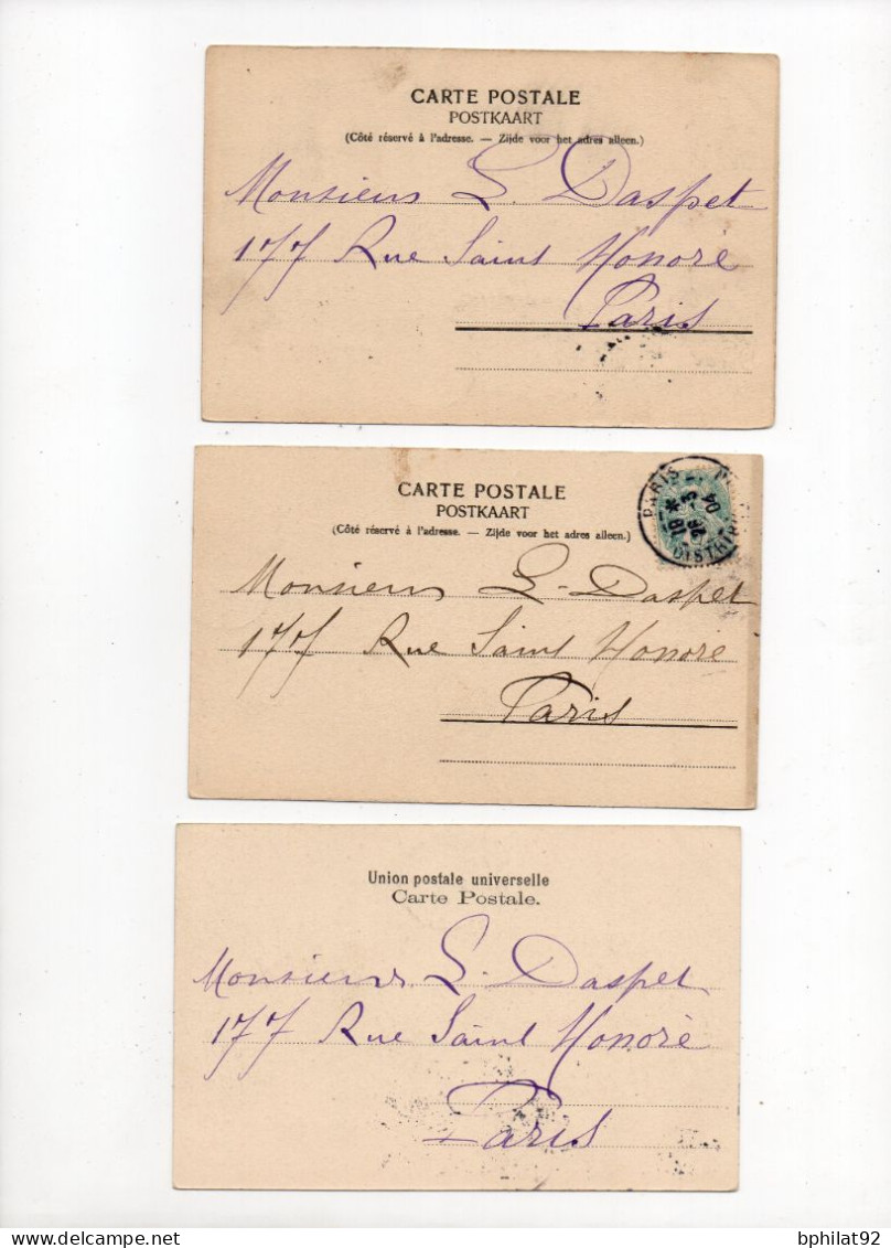 !!! CONGO, LOT DE 3 CPA DE 1904 POUR PARIS - Storia Postale