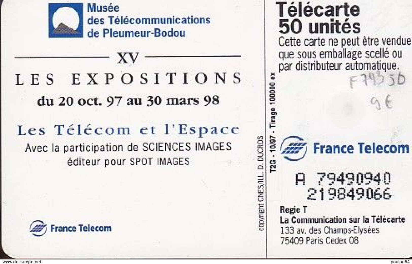 F793  10/1997 - TÉLÉCOM ET ESPACE. - 50 SO3 - 1997