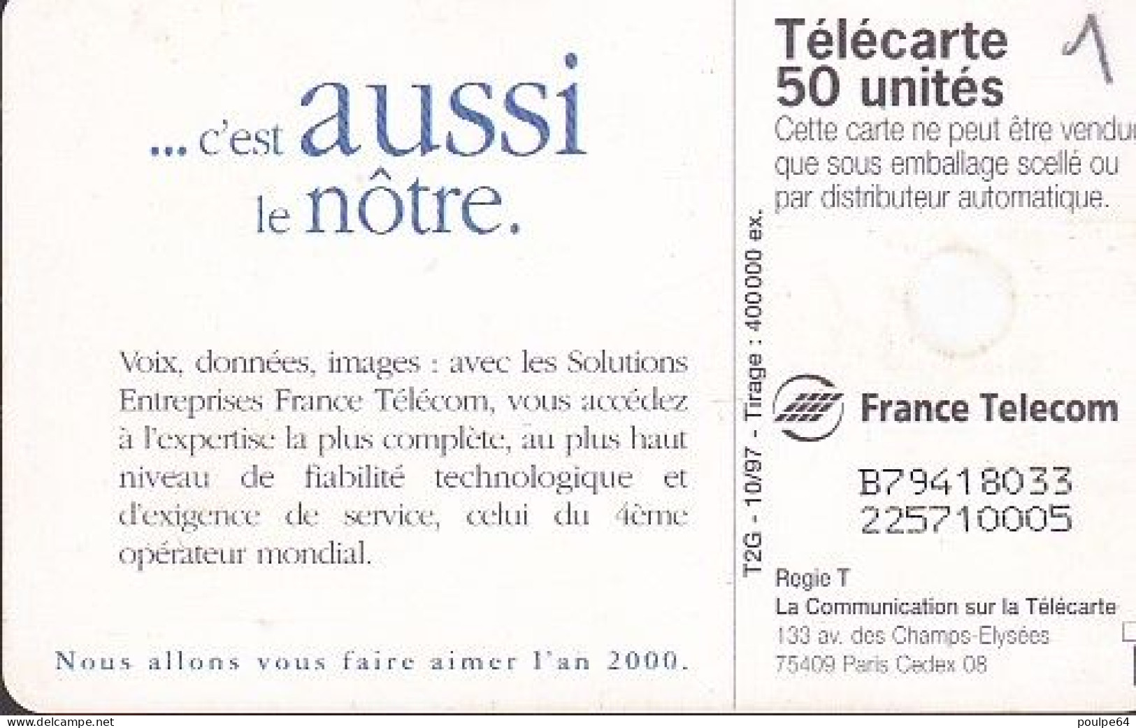 F796  10/1997 - BONZAÏ " France Télécom " - 50 GEM2 - 1997