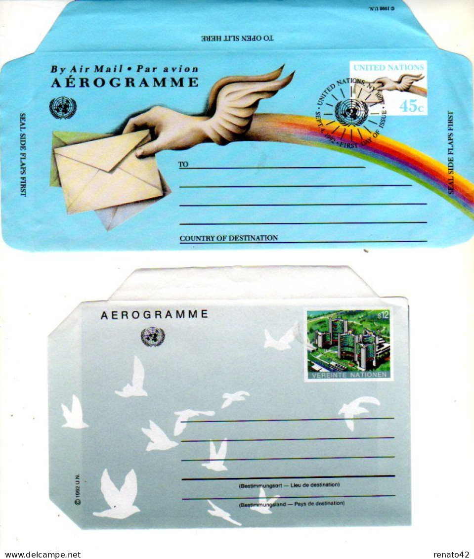 LOT De 4 AEROGRAMMES NEUFS NATIONS UNIES - Collections, Lots & Series