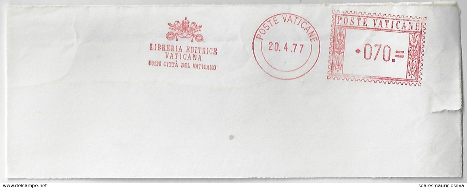 Vatican 1977 Cover Fragment With Meter Stamp Francotyp With Slogan Vatican Publishing Bookshop - Covers & Documents