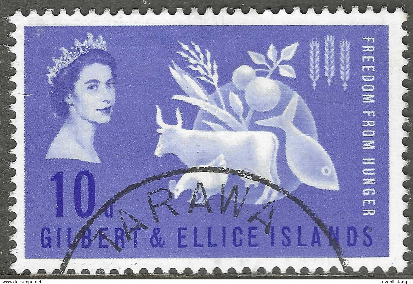 Gilbert And Ellis Islands. 1963 Freedom From Hunger. 10c Used. SG 79 - Gilbert & Ellice Islands (...-1979)