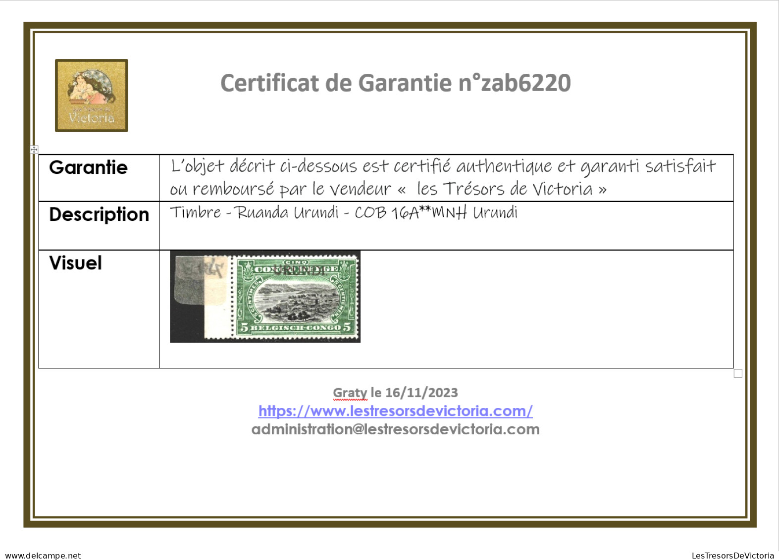 Timbre - Ruanda Urundi - COB 16A**MNH Urundi - Cote 165+200% - Unused Stamps