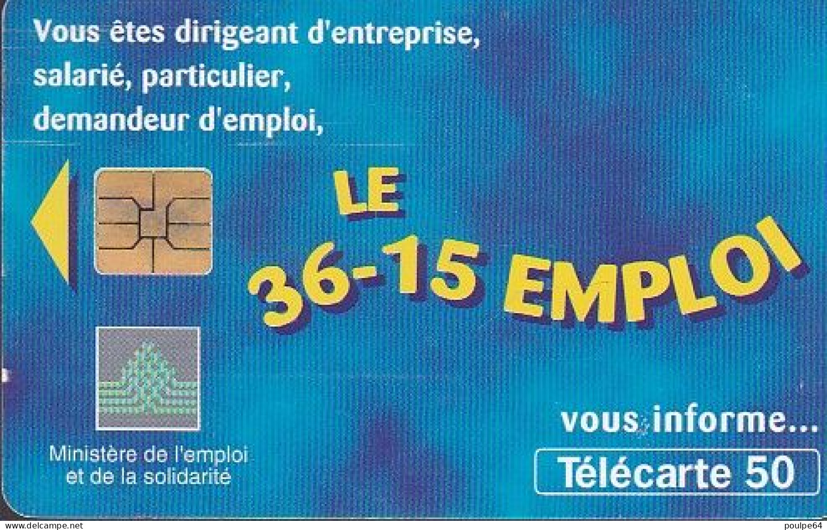 F804 11/1997 - 36.15 EMPLOI - 50 SO3- (verso : N° A+7+A+6 Chiffres Deux Lignes - 2ème Ligne Vers La Droite) - 1997