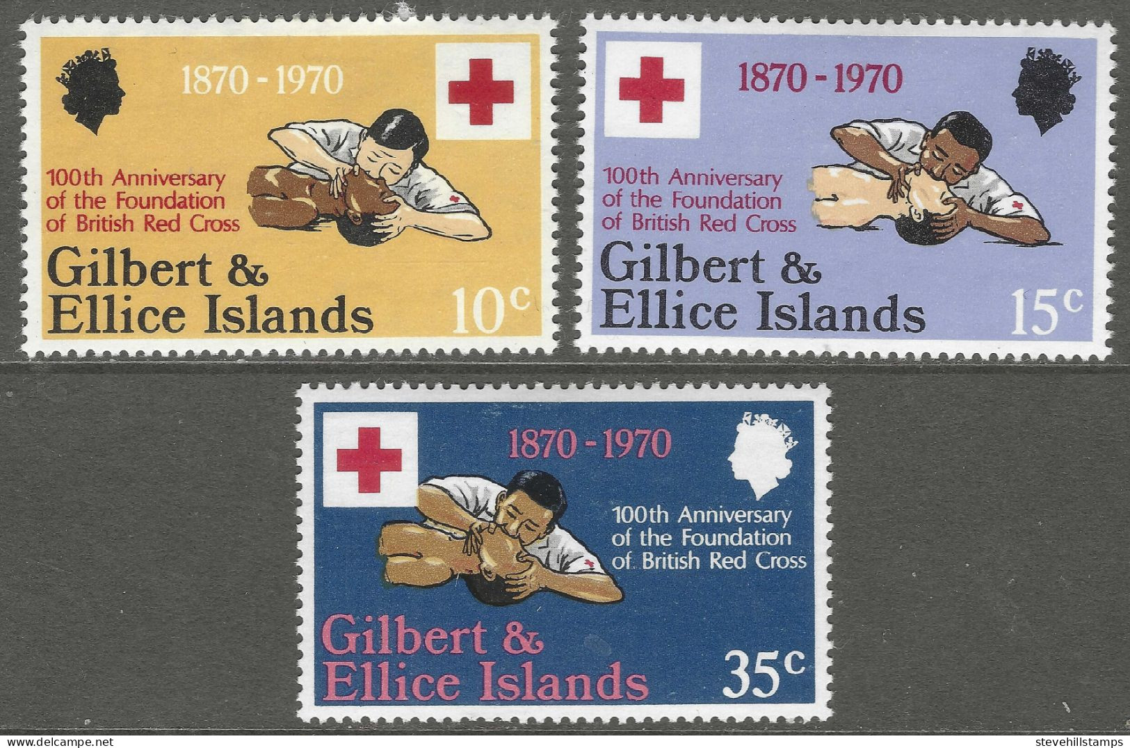 Gilbert And Ellis Islands. 1970 Centenary Of British Red Cross. MH Complete Set. SG 159-161 - Gilbert & Ellice Islands (...-1979)