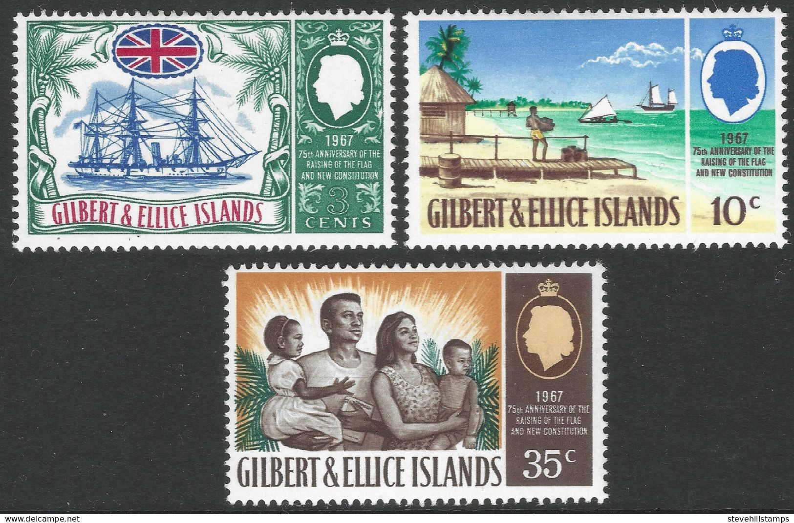 Gilbert And Ellis Islands. 1967 75th Anniversary Of The Protectorate. MH Complete Set. SG 132-134 - Gilbert- Und Ellice-Inseln (...-1979)