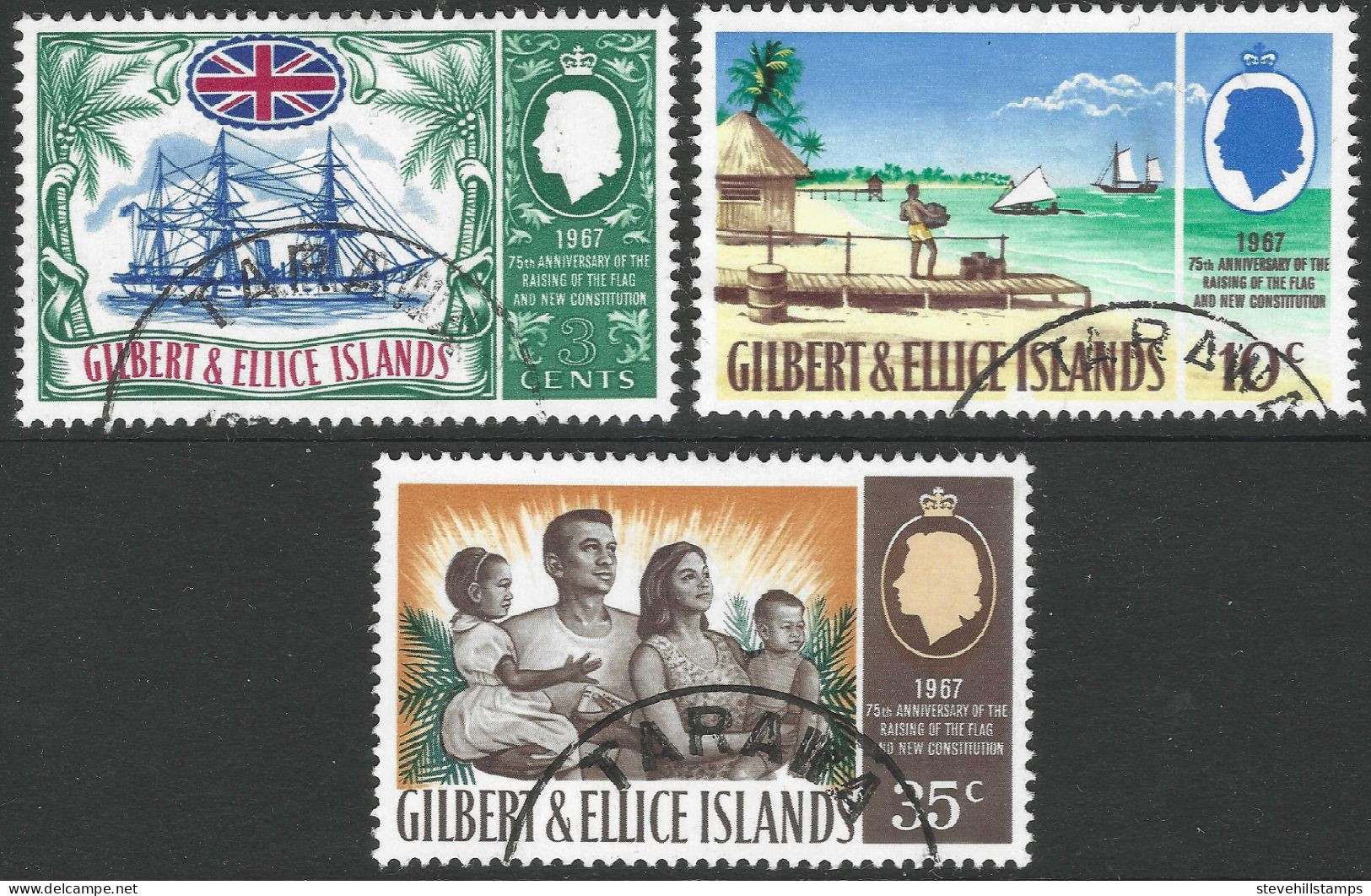 Gilbert And Ellis Islands. 1967 75th Anniversary Of The Protectorate. Used Complete Set. SG 132-134 - Gilbert & Ellice Islands (...-1979)