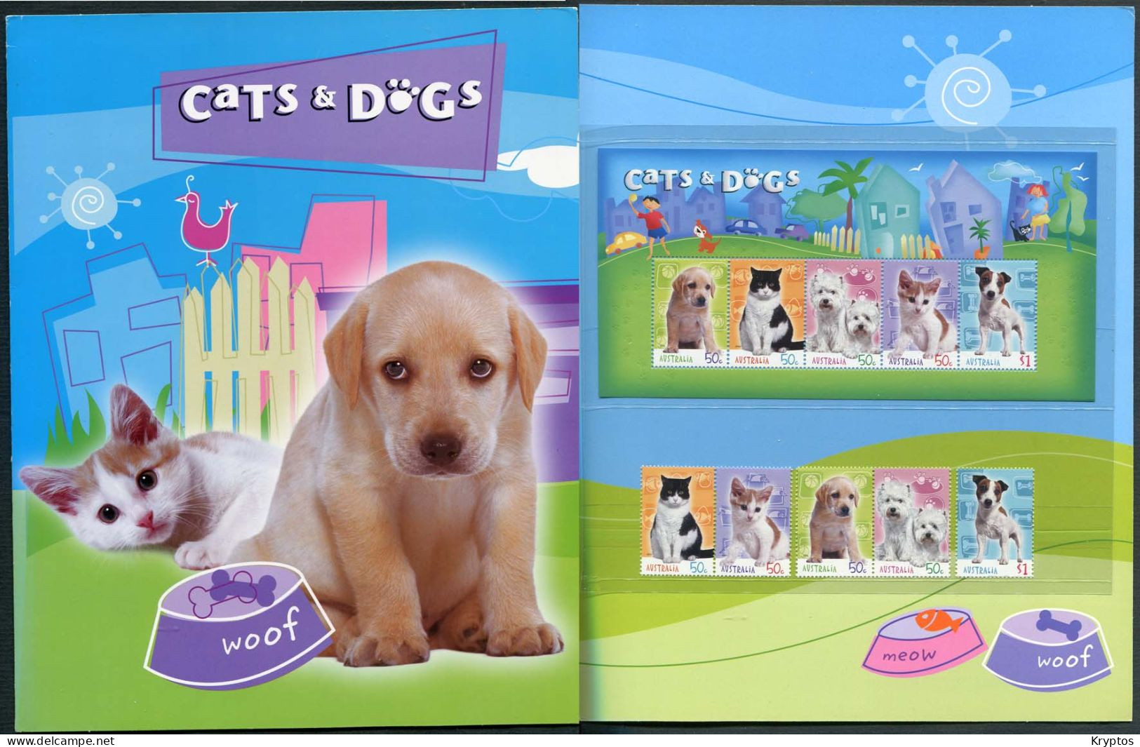 Australia. Presentation Pack 'Cats & Dogs' / Block & Stamps / Complete MINT - Presentation Packs