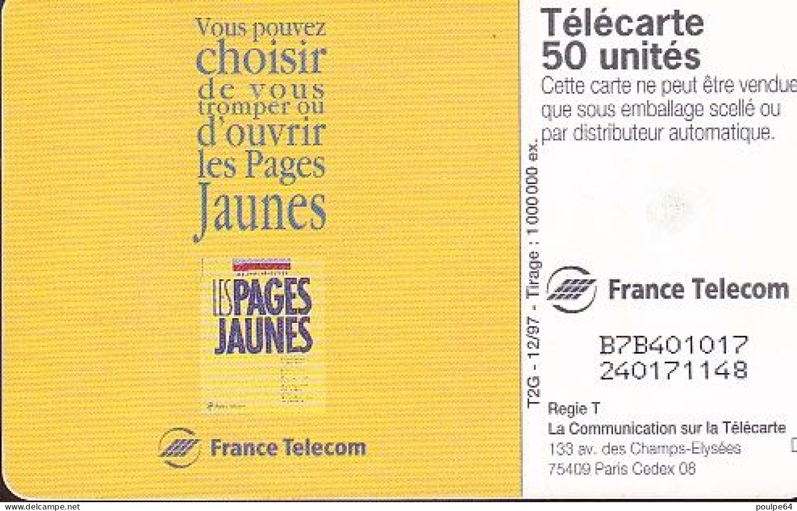 F810 12/1997 - PAGES JAUNES - HAMMAM - 50 GEM2 - 1997