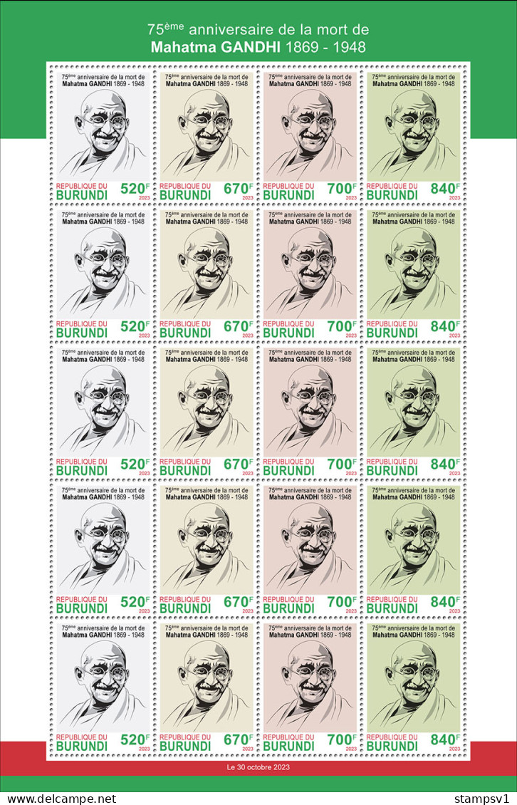 Burundi  2023 Mahatma Gandhi. (106f2) OFFICIAL ISSUE - Mahatma Gandhi