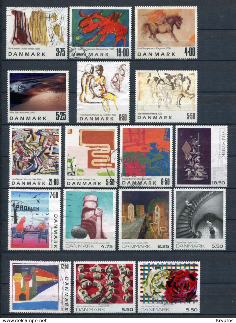 Denmark 1998-2010. 17 Different - PAINTINGS. ALL USED - Sammlungen