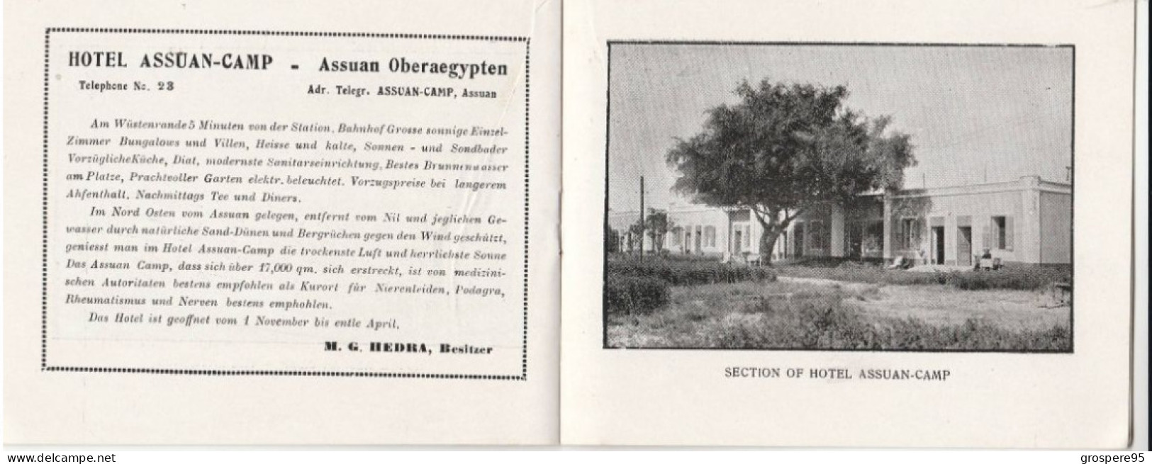 EGYPTE HOTELS HEDRA LUXOR & ASSUAN DEPLIANT TOURISTIQUE EN ANGLAIS FRANCAIS ALLEMAND 20 PAGES