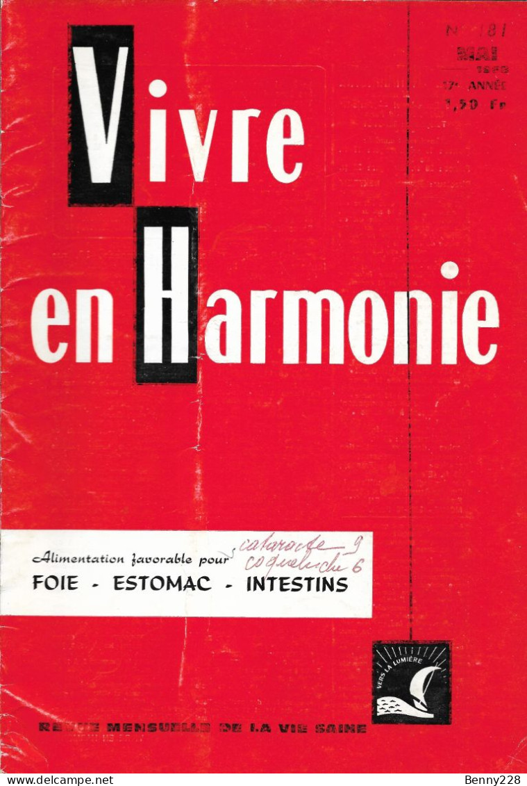 VIVRE En HARMONIE - FOIE - ESTOMAC - INTESTINS - Mensuel De Mai 1968 - Medicine & Health