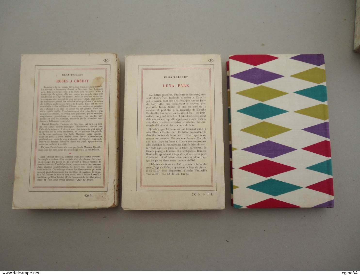 Lot 3 Vol. Elsa Triolet - L'Age De Nylon -Roses à Crédit, LunaPark, L'Ame - Dédicace D'Elsa Triolet Et Laurent Terzieff - Livres Dédicacés