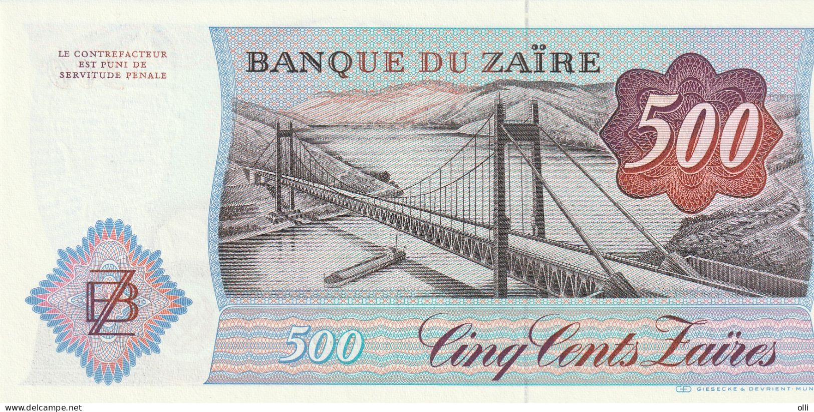 Zaïre, 500 ZAIRE  1985  P-30b   UNC - Zaire