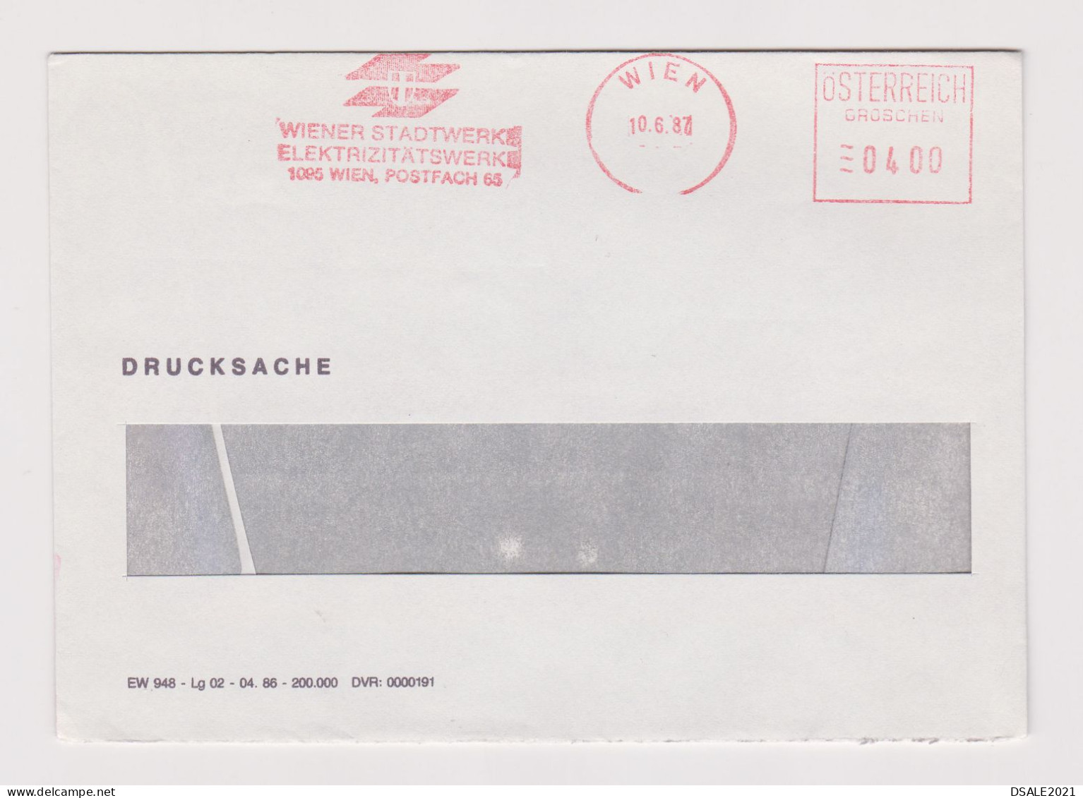 Austria Österreich 1987 Commerce Window Cover EMA METER Machine Stamp WIENER STADTWERKE ELEKTRIZITATSWERKE (66847) - Franking Machines (EMA)