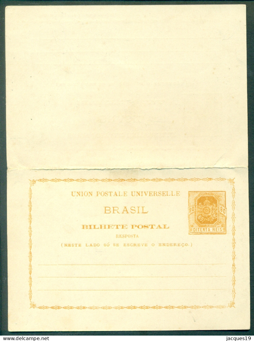 Brazil Stationary Ganzsache Entier Bilhete Postal 80 Reis Unused - Entiers Postaux