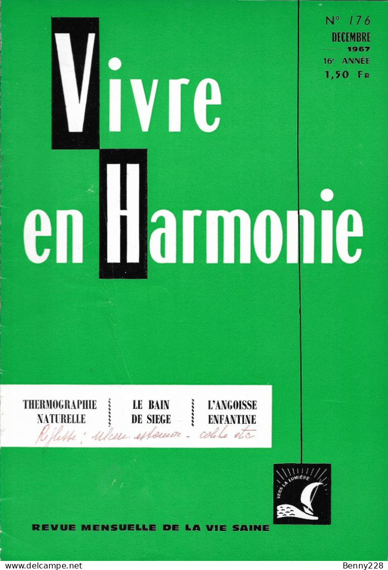 VIVRE En HARMONIE - THERMOGRAPHIE, BAIN De SIEGE, ANGOISSE Enfantine - Mensuel De Décembre 1967 - Medicine & Health