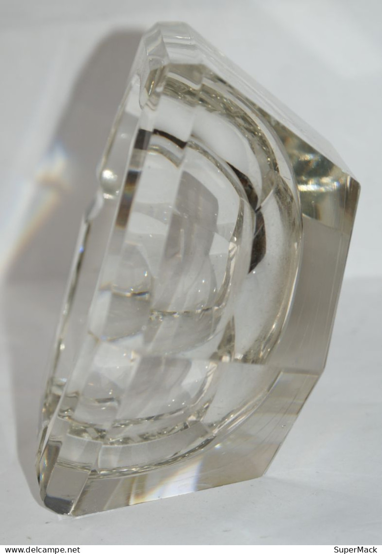 Ancien Cendrier Hexagonal En Cristal Val St Lambert (?) - Glas