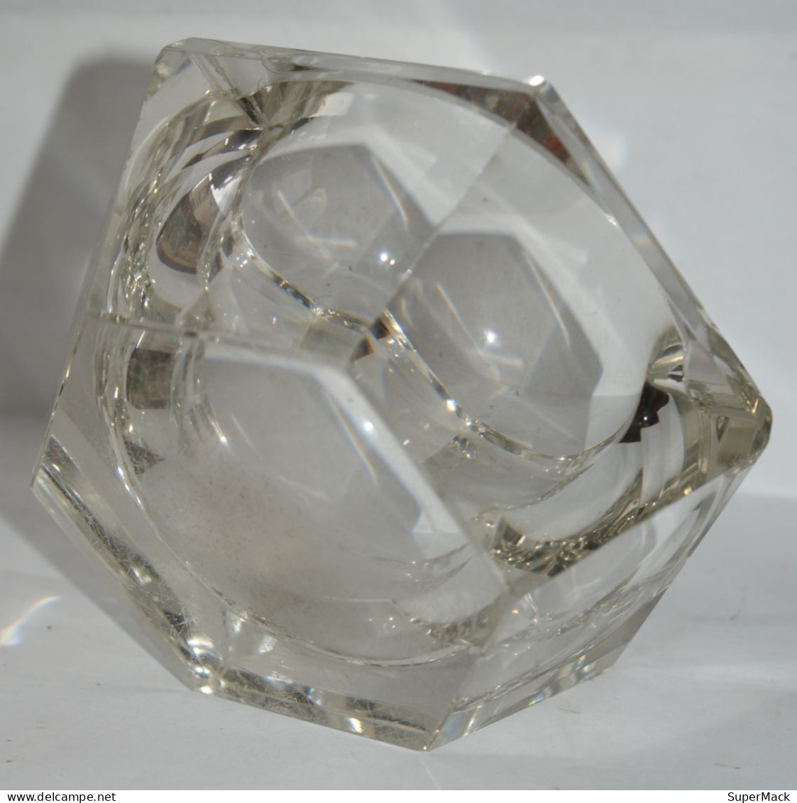 Ancien Cendrier Hexagonal En Cristal Val St Lambert (?) - Verre