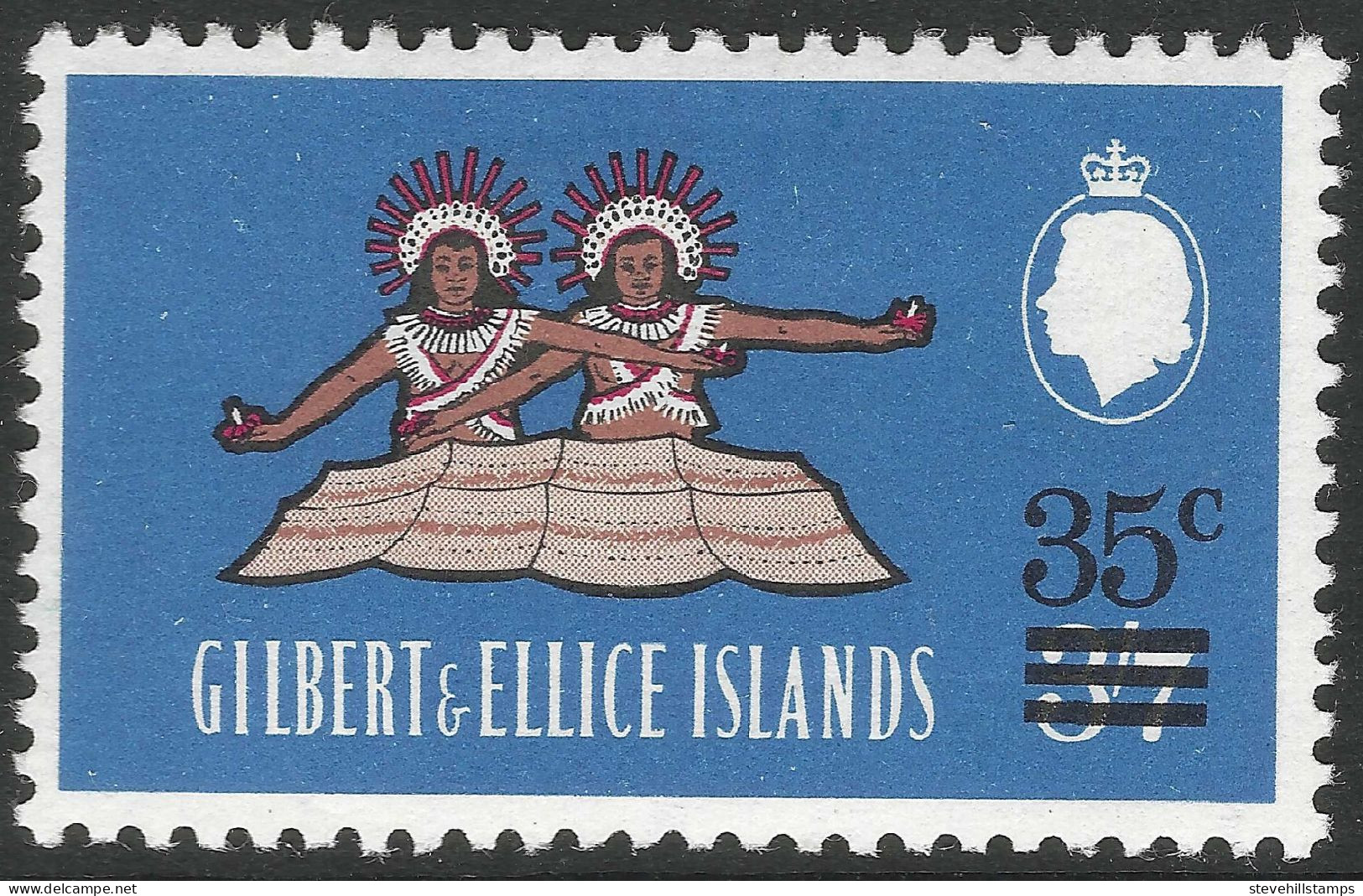 Gilbert And Ellis Islands. 1966 Decimal Overprints. 35c On 3/7 MH. SG 121 - Gilbert & Ellice Islands (...-1979)