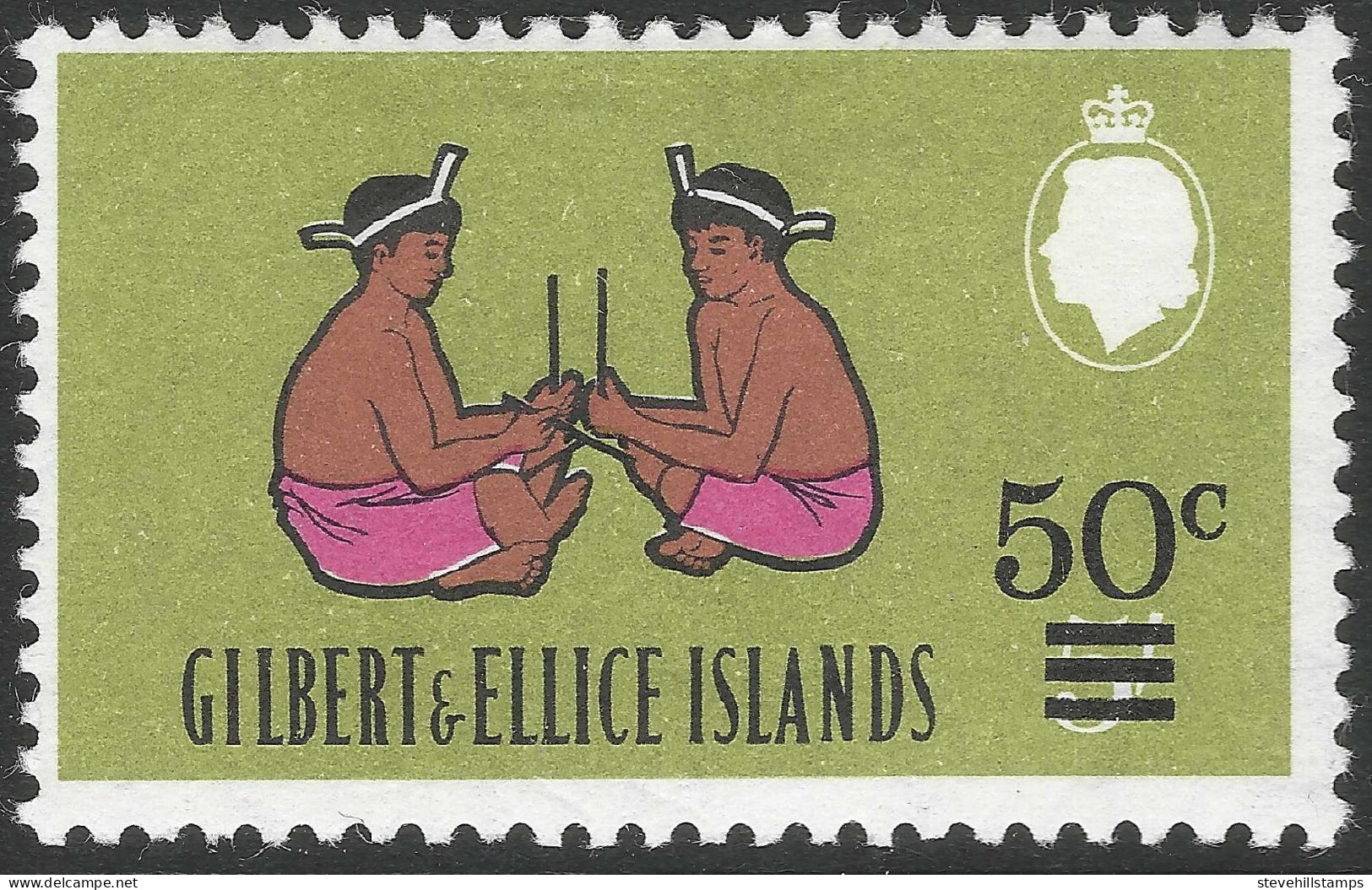 Gilbert And Ellis Islands. 1966 Decimal Overprints. 50c On 5/- MH. SG 122 - Isole Gilbert Ed Ellice (...-1979)