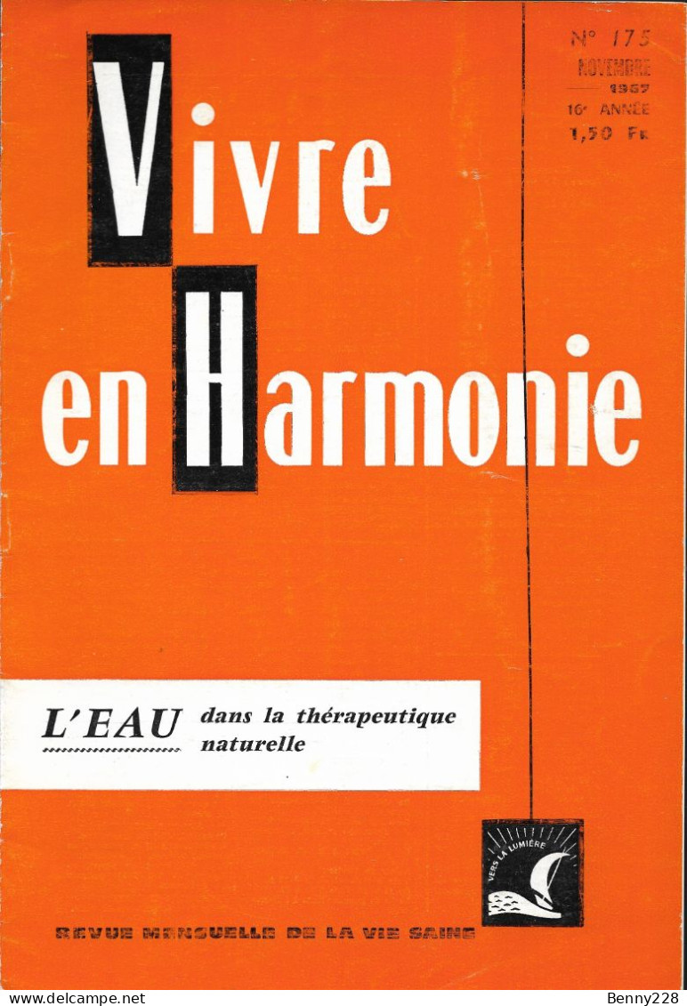 VIVRE En HARMONIE - L'EAU Dans La Thérapeutique Naturelle - Mensuel De Novembre 1967 - Médecine & Santé