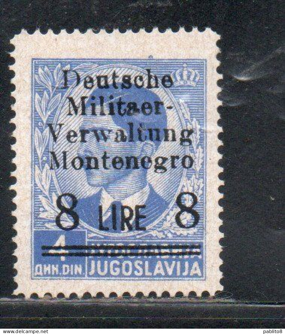 MONTENEGRO 1943 OCCUPAZIONE TEDESCA SOPRASTAMPATO SURCHARGED 8L SU 4D MNH - Duitse Bez.: Montenegro