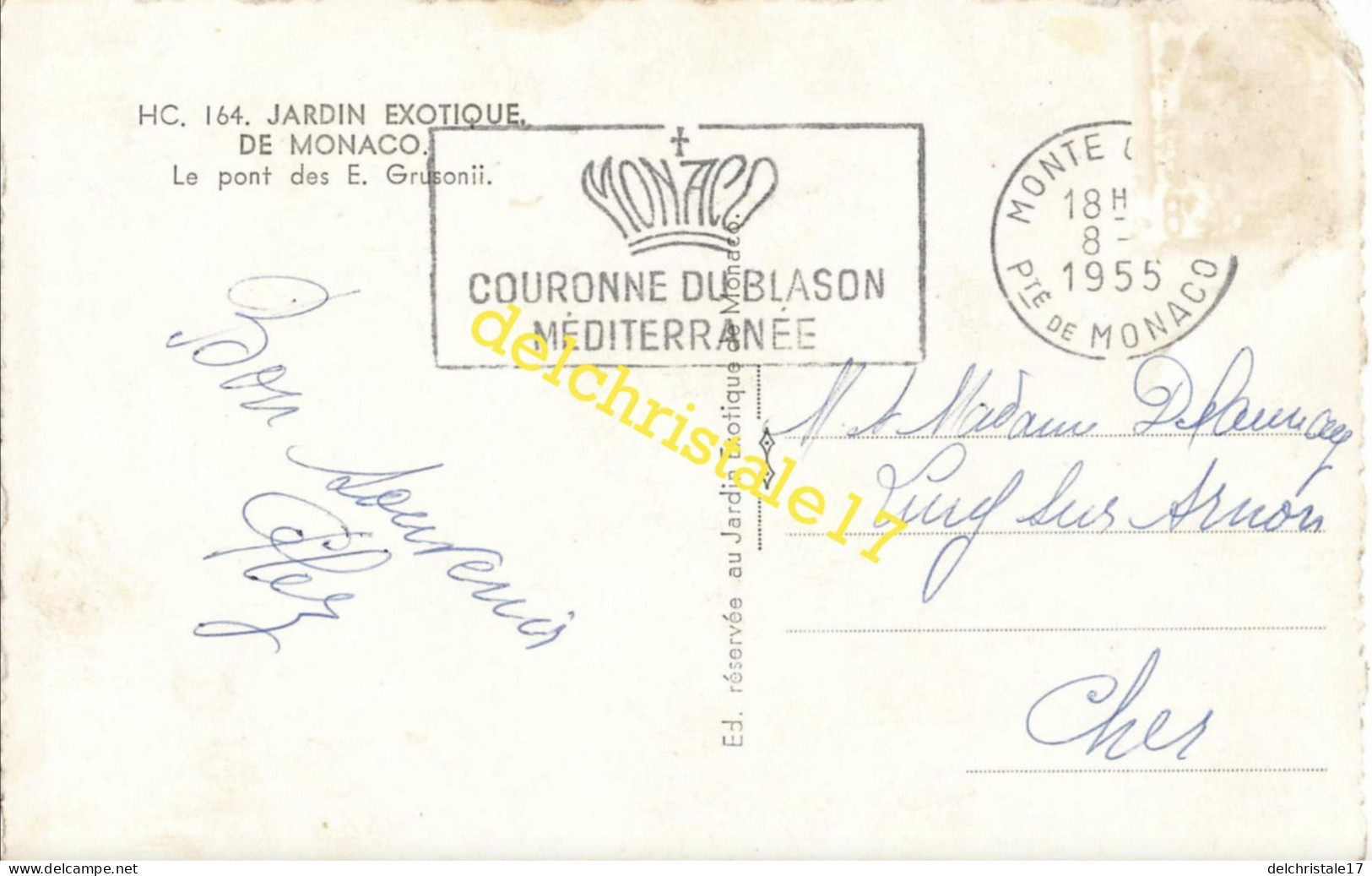 CPSM 06 0036 MONACO 1955 JARDIN EXOTIQUE DE MONACO LE PONT DE E. GRUSONII - Exotische Tuin