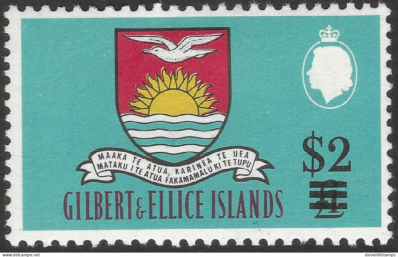 Gilbert And Ellis Islands. 1966 Decimal Overprints. $2 On £1 MH. SG 124 - Gilbert & Ellice Islands (...-1979)