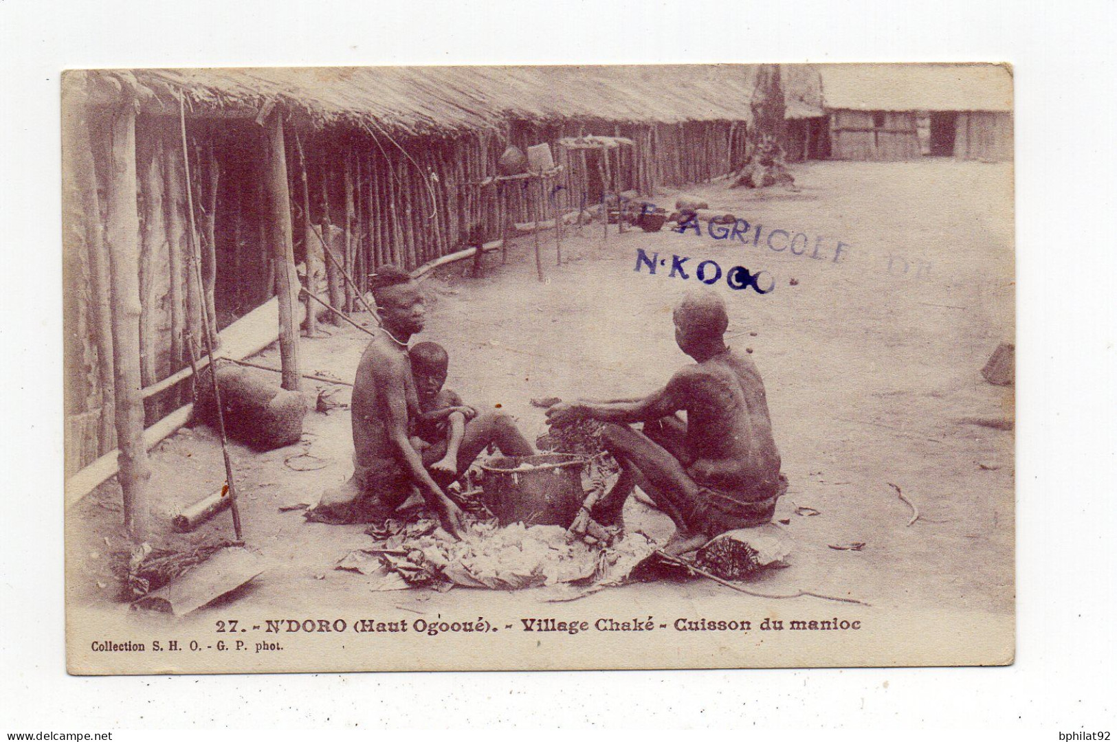 !!! GABON, CPA DE N'DORO POUR LA FRANCE CACHET DE N'DJOLE DE 1917 - Storia Postale