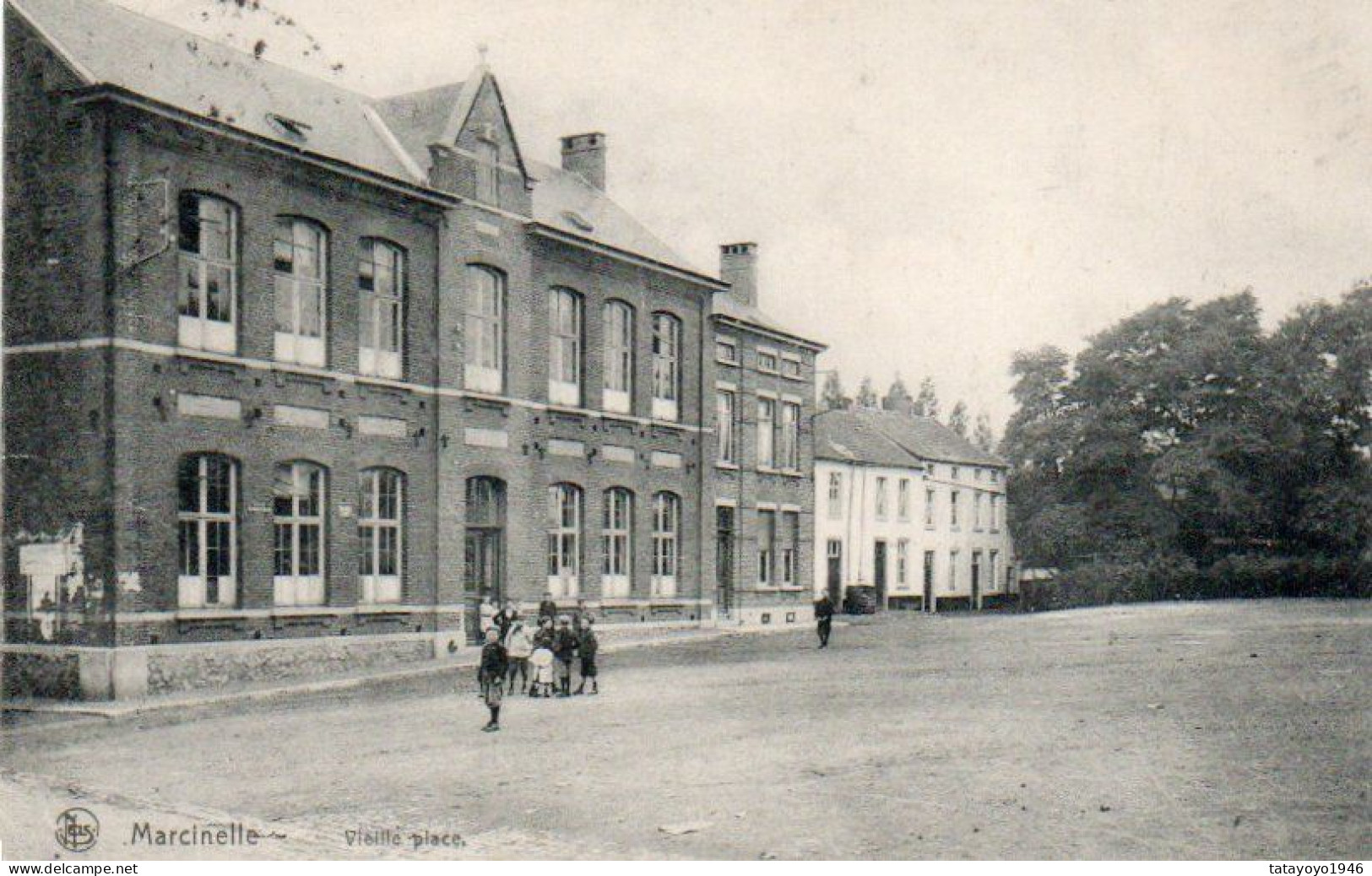 MARCINELLE  Vieille Place Animée Voyagé En 1913 - Pont-à-Celles