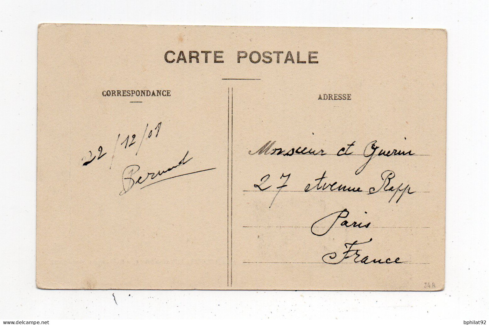 !!! GABON, CPA DE 1908 POUR PARIS, CACHET MARITIME MATADI A BORDEAUX LIGNE N°2 - Brieven En Documenten