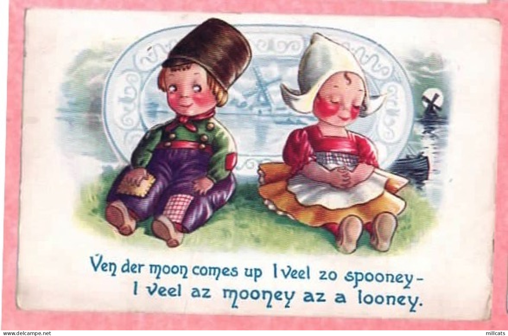 BANFORTH  DUTCH KIDS SERIES  CHILDREN IN DUTCH COSTUMES  VEN THE MOON COMES UP  Pu 1913 - Humorvolle Karten