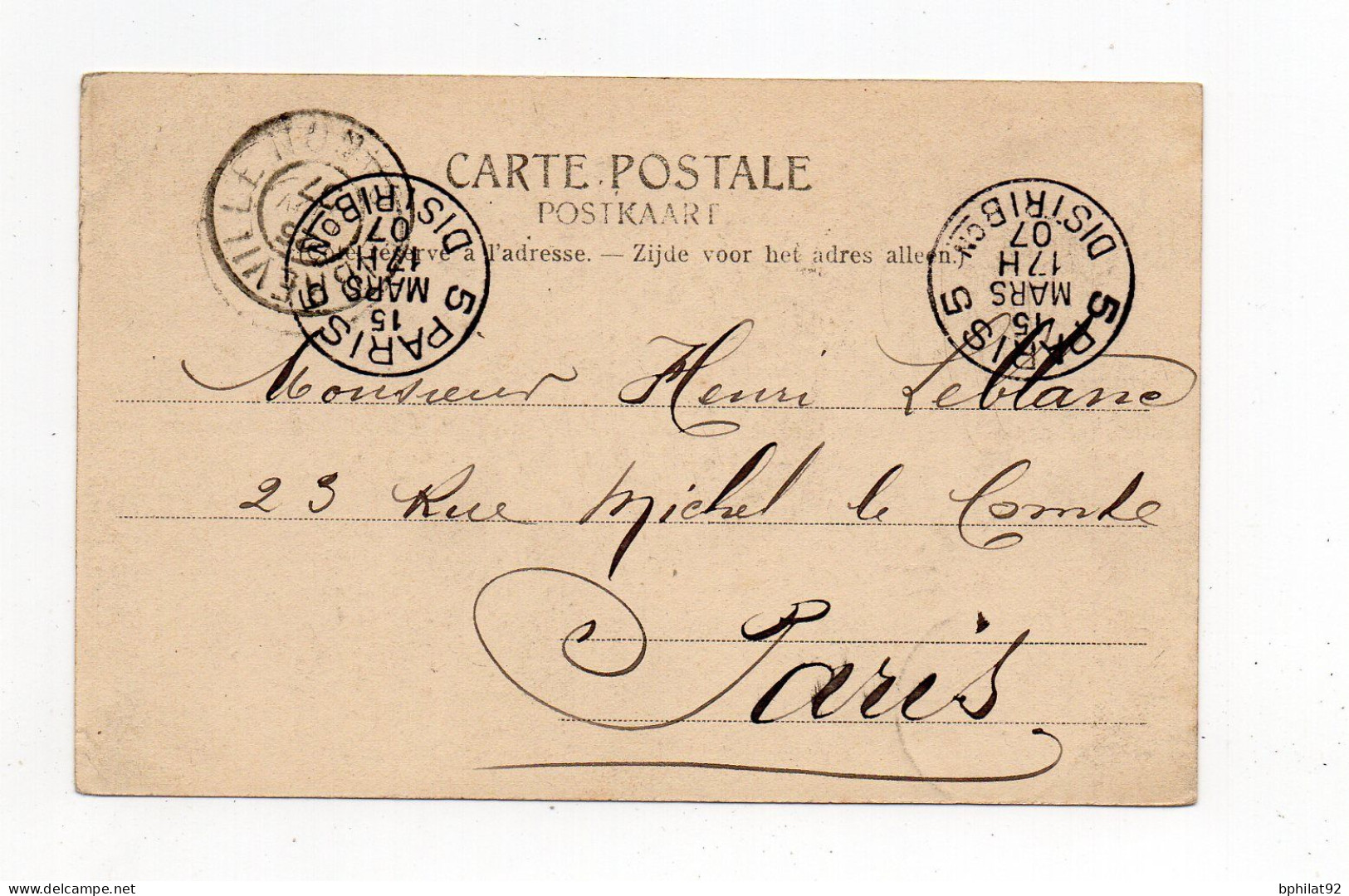 !!! GABON, CPA DE LIBREVILLE DE 1907 POUR PARIS - Lettres & Documents