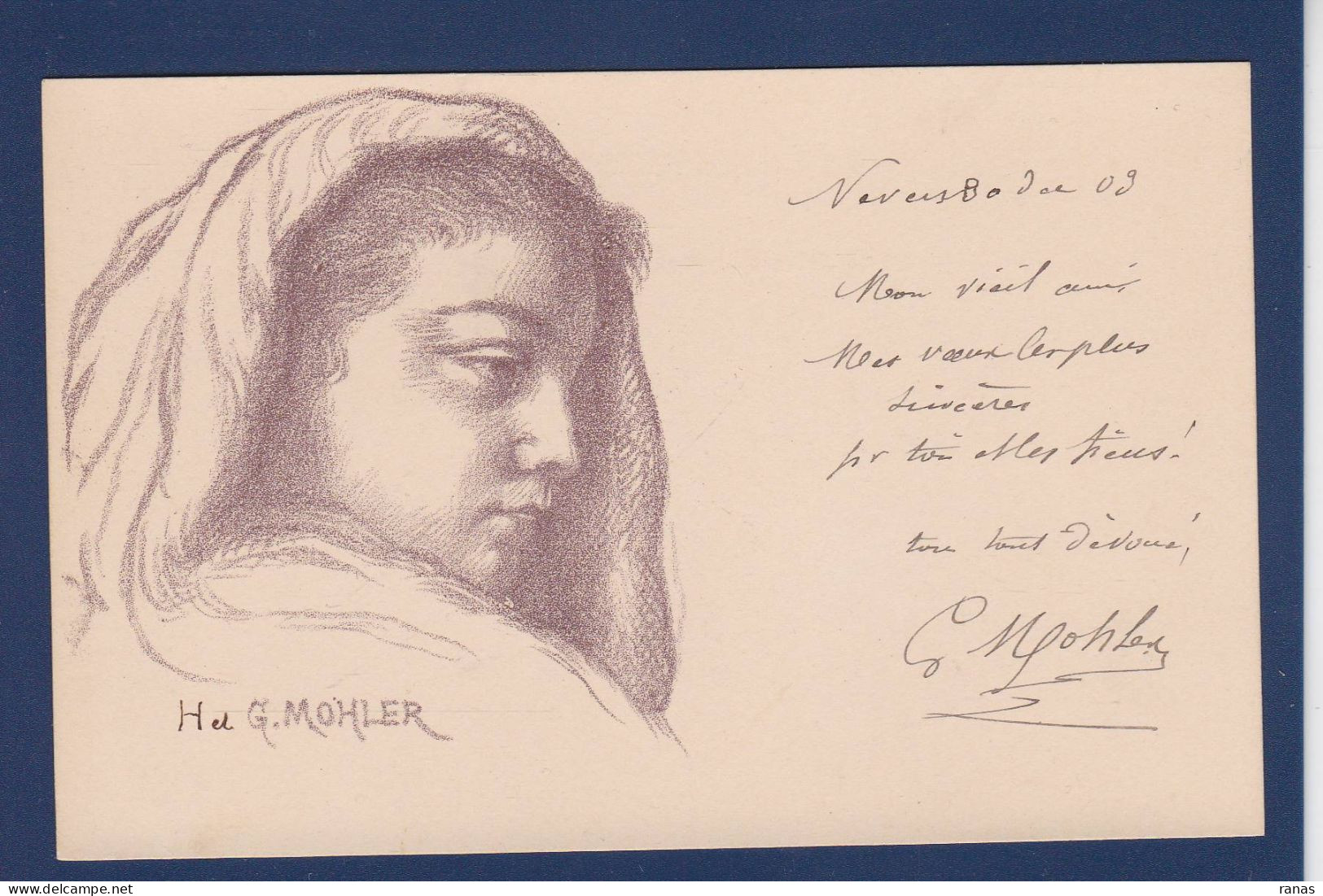 CPA Signature Autographe De Gustave Mohler Sur CPA écrite Par Lui Nevers Nièvre Peintre - Painters & Sculptors