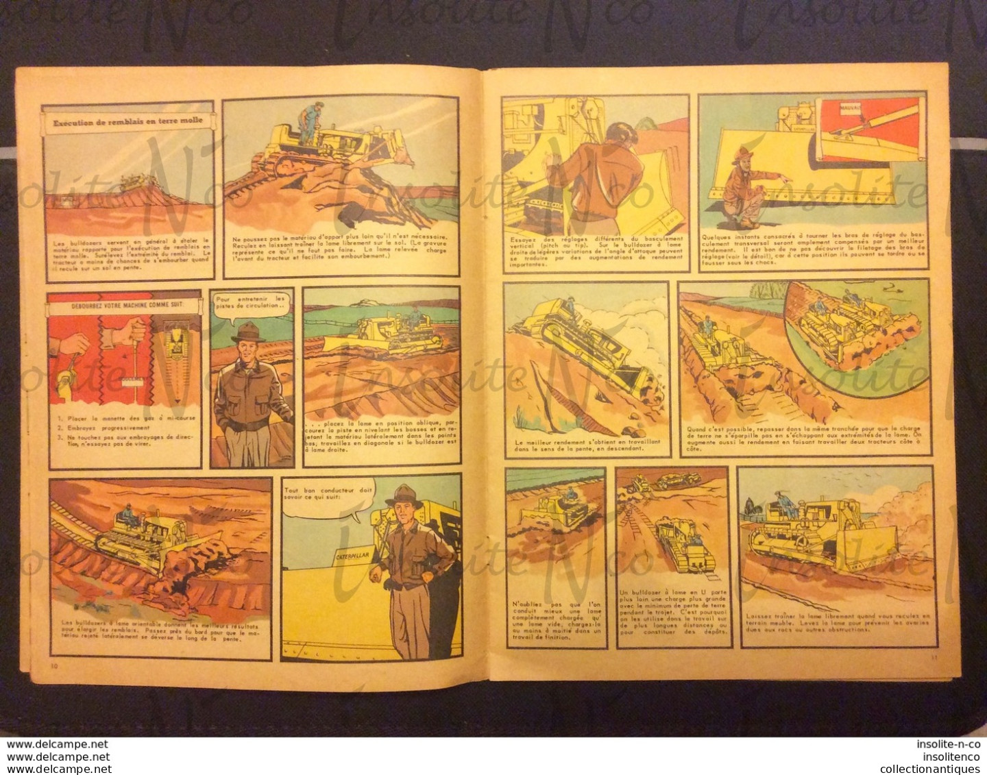 Très rare guide pour le conducteur de tracteurs, scrapers, rippers, bulldozers Caterpillar 1950 en BD en français