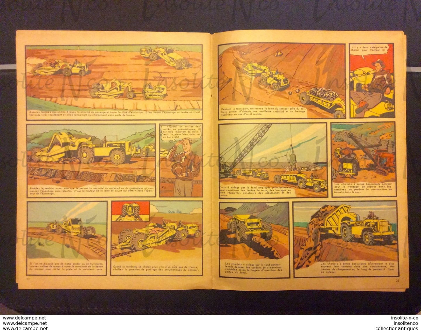 Très rare guide pour le conducteur de tracteurs, scrapers, rippers, bulldozers Caterpillar 1950 en BD en français