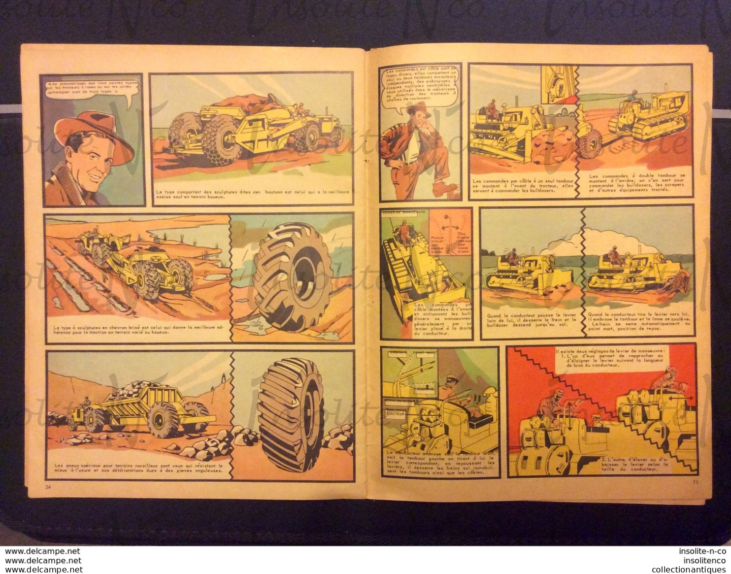 Très rare guide pour le conducteur de tracteurs, scrapers, rippers, bulldozers Caterpillar 1950 en BD en français