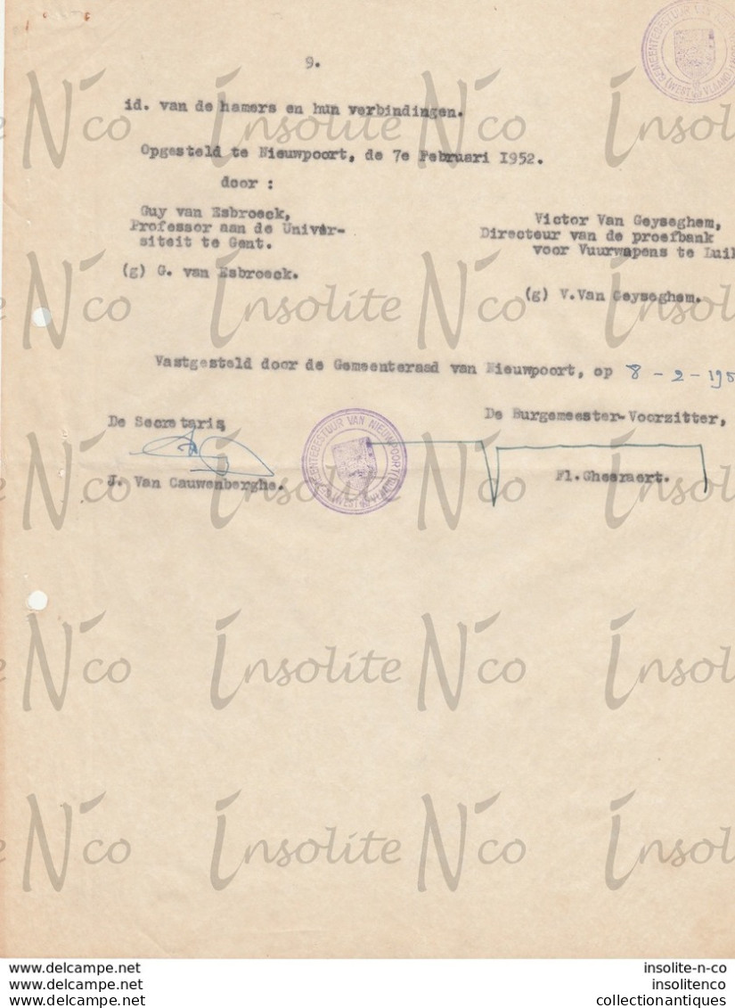 Lettres papier pelure province de Flandre Occidentale établissant le cahier des charges pour placement carillon 1952