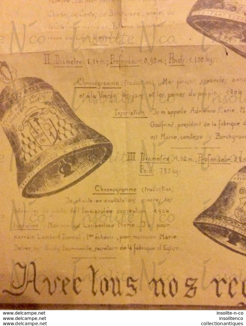 Rare Affiche Nos Cloches Seilles Reprenant Les 3 Cloches Enlevées En 1943 Par Les Allemands à L'Eglise St-Etienne - Petits Métiers
