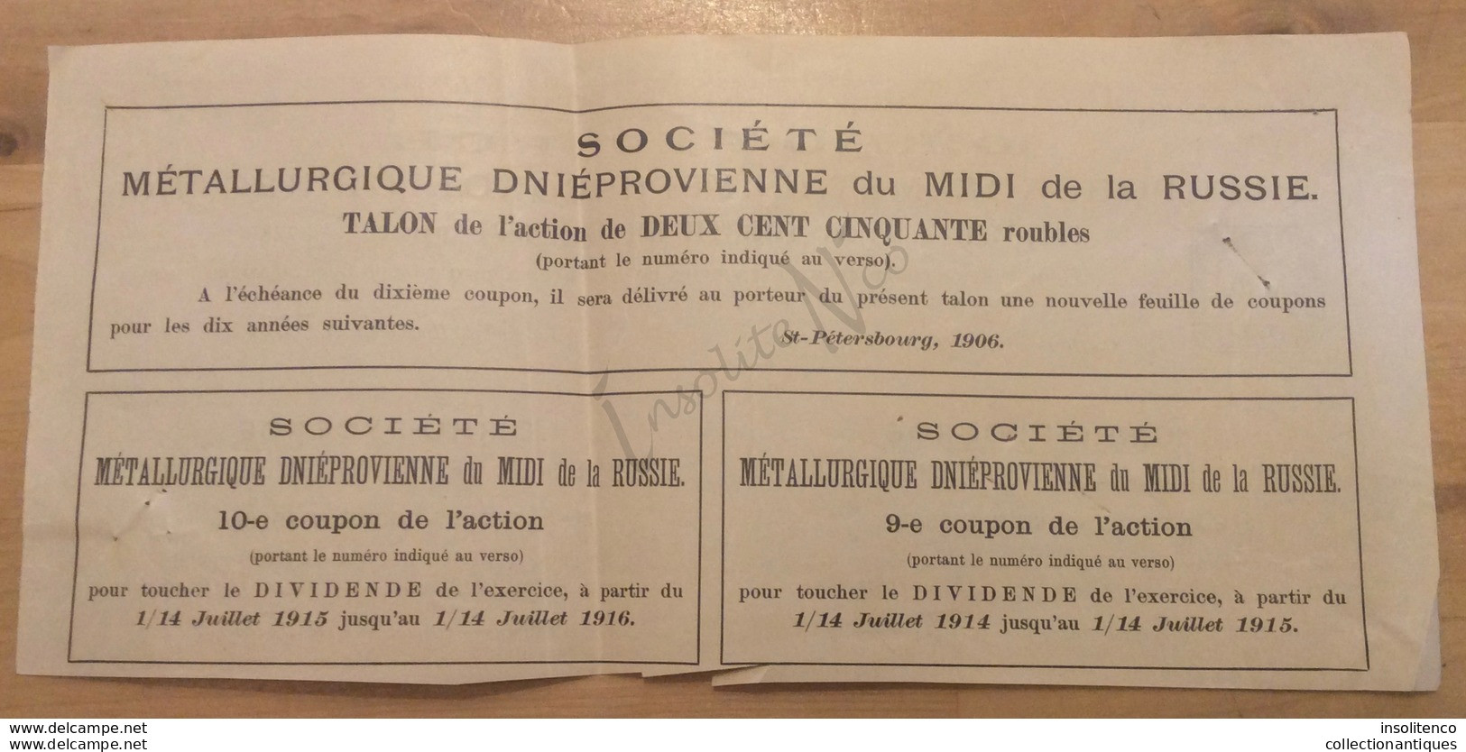 Action De 250 Roubles Au Porteur "Société Métallurgique Dnieprovienne Du Midi De La Russie" 1906 St-Pétersbourg - S - V