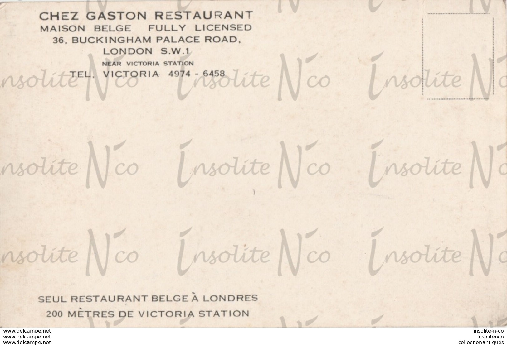 Carte Postale Ancienne Du Seul Restaurant Belge De Londres Chez Gaston 36 Buckingam Palace Durant WWII - Buckingham Palace