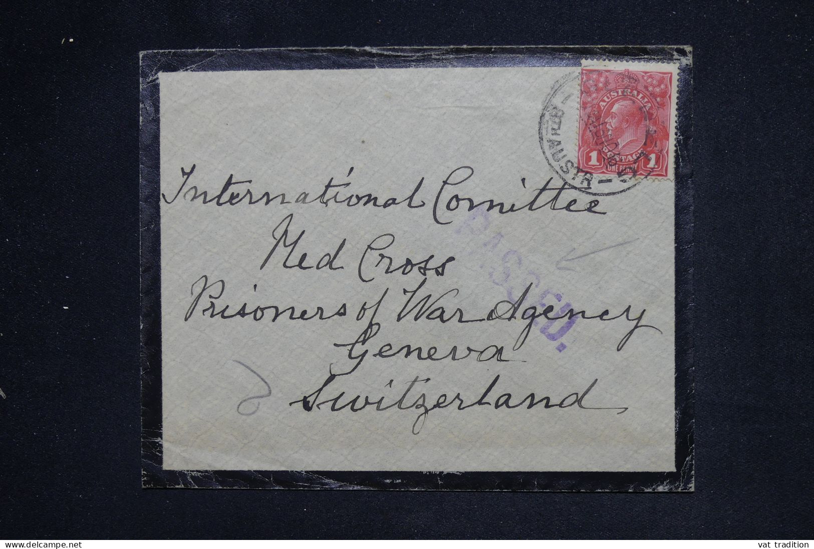 AUSTRALIE - Enveloppe Pour La Croix Rouge En Suisse En 1916 Avec Cachet De Censure - L 148757 - Brieven En Documenten