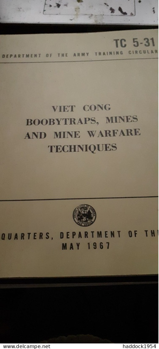 Viet Cong Boobytraps Mines And Mine Warfare Techniques Department Of The Army 1967 - Wars Involving US