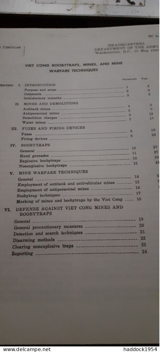 Viet Cong Boobytraps Mines And Mine Warfare Techniques Department Of The Army 1967 - Kriege US