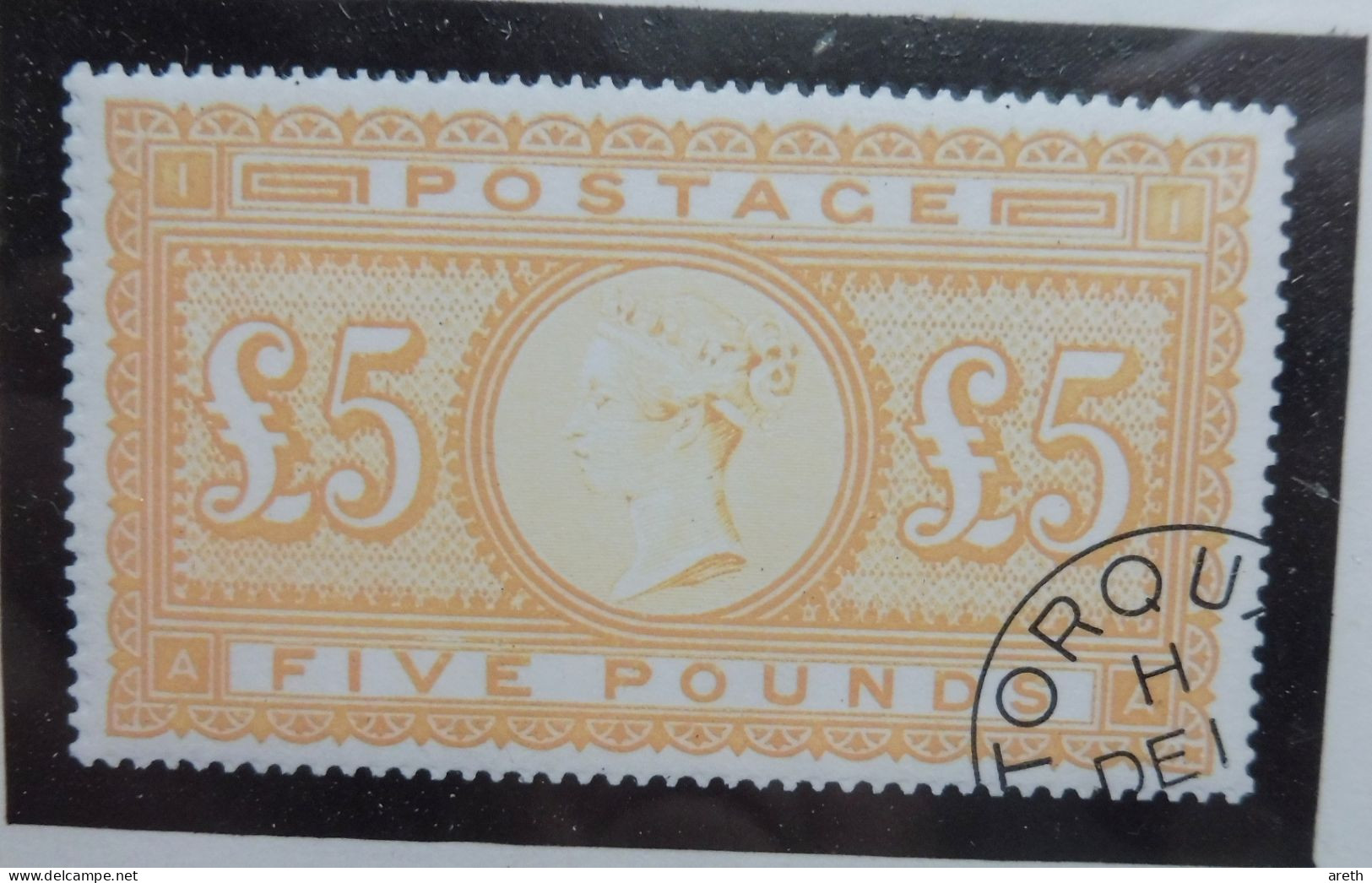 FACSIMILE Timbre Grande-Bretagne Reine Victoria: 5,00 £ Orange Oblitéré, Encadré - Sin Clasificación